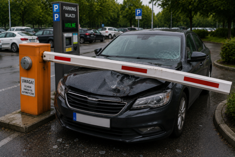 Ubezpieczenie samochodu a szkoda po uszkodzeniu auta przez otwarty szlaban parkingowy – kto odpowiada?
